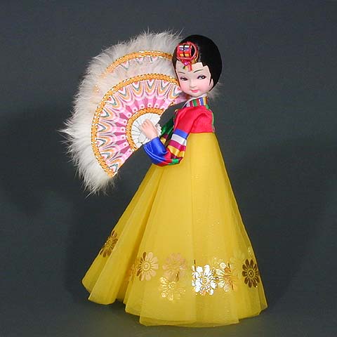 Fan Dance Doll - Yellow Dress