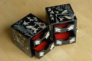 Mother of Pearl Cranes Folding Box-open