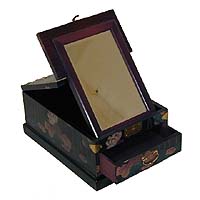 Black Floral Cosmetic Box - open