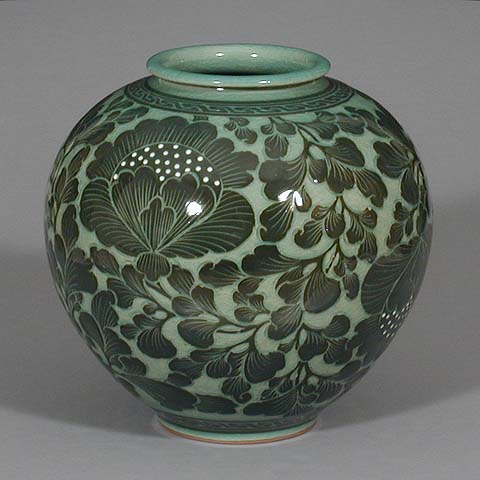 Dark Lotus Celadon Jar