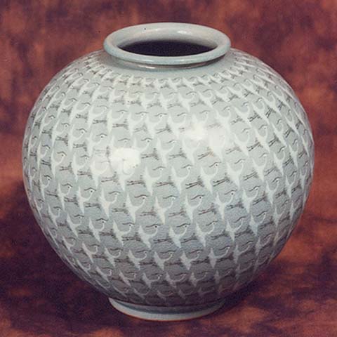 1000 Crane Celadon Jar