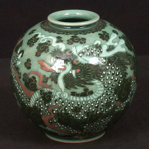 Dragon Celadon Jar