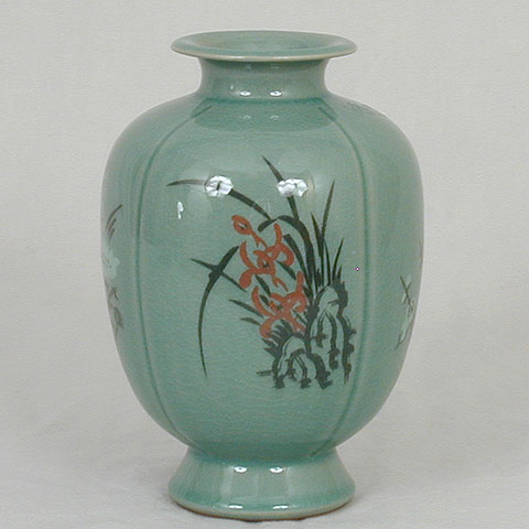 Oval Four Season Celadon Jar side 1