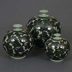 Narrow-neck Dark Lotus Celadon Jar - three sizes