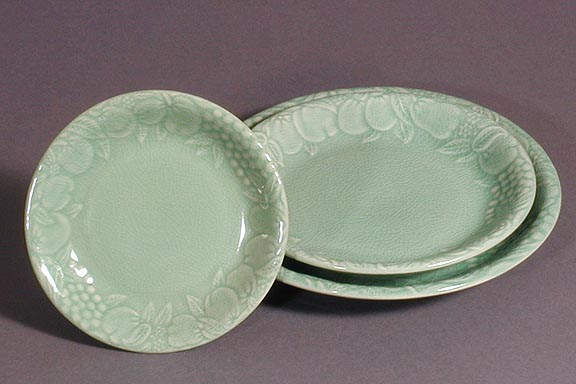 Fruit Motif Celadon Plates