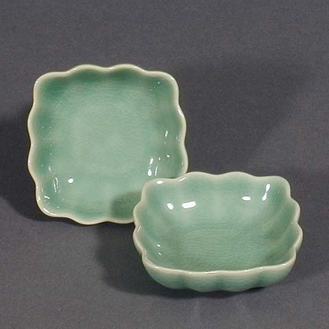 Scalloped Celadon Plates