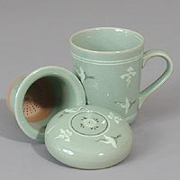 Crane and Cloud Teacup - open