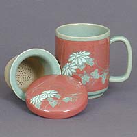 Two White Chrysanthemums Teacup - open