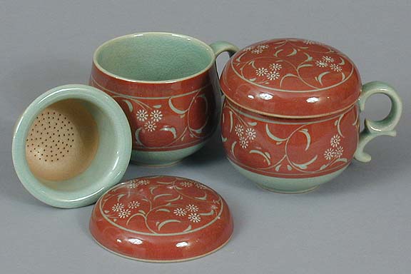 Red Floral Cup Set