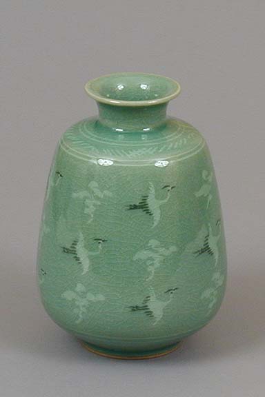 Flying Cranes and Clouds Vase