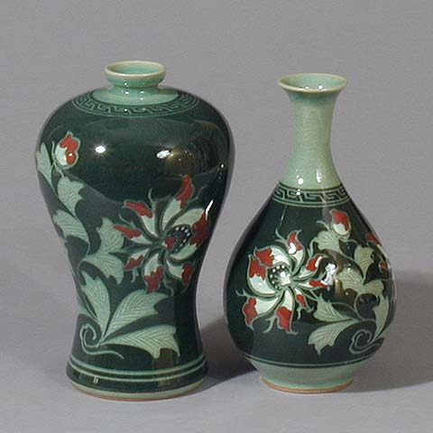 Dark Peony Bloom Vase & Bottle