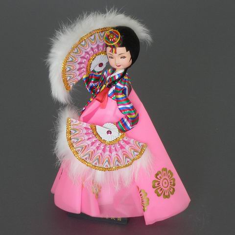 Fan Dance Doll-Pink Dress