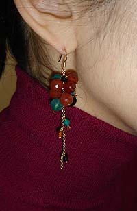 Colored Grape Cluster Earrings - modelled