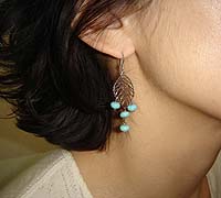Turquoise Leaf Earrings - modelled