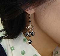 Black Onyx Chandelier Earrings - modelled