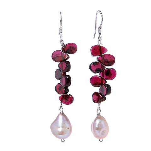 Pink Pearl & Agates Earrings