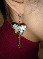 Butterflies &Water Droplets Earrings - Modeled
