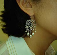 White Grace Earrings - Modeled