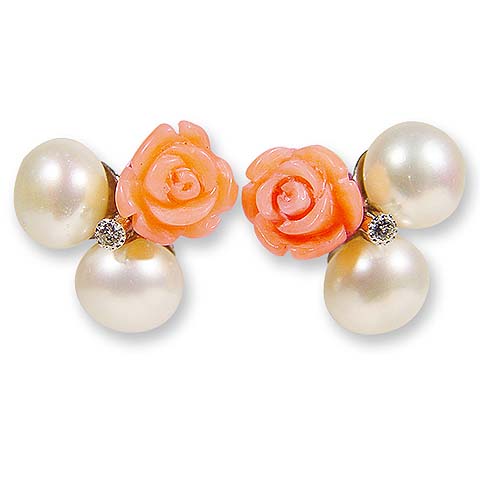 Floral Coral Earrings
