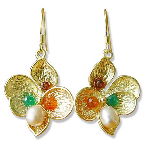 Yellow Leaved Flower Earrings