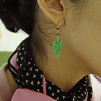 Jade Leaves Earrings - modelled
