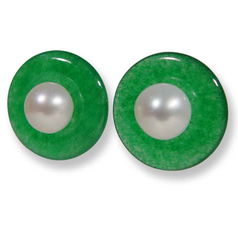Jade Button Earrings