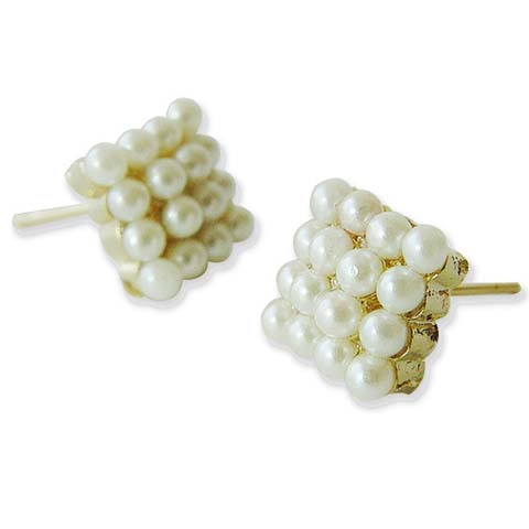 Square Pearl Cluster Earrings