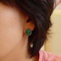 Antique Jade Earrings - modelled