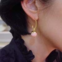 Rose Quartz Bellflower Earrings - modelled