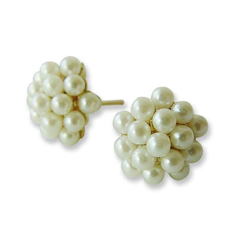 Round Pearl Cluster Earrings