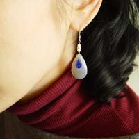 Blue Star Earrings - modelled