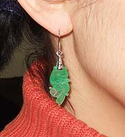 Jade Fish Earrings - modelled