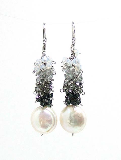 Pearl Crystal Strand Earrings