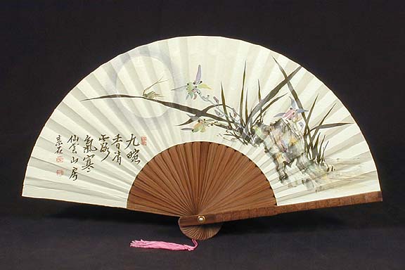 Wild Orchids Bamboo Fan