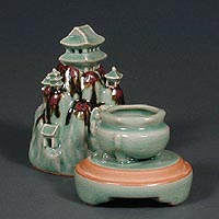 Mountain Temple Incense Burner - open