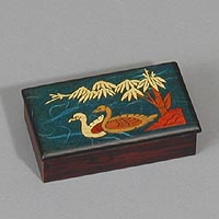 Blue Rice Paper Pair of Ducks Box