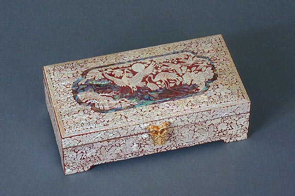 Flying Cranes Mother of Pearl Jewelry Box