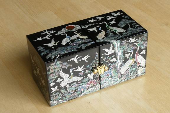 Mother of Pearl Cranes Folding Box