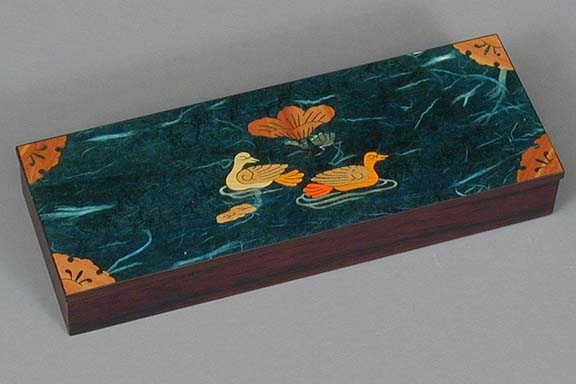 Blue Two Ducks Lacquered Box