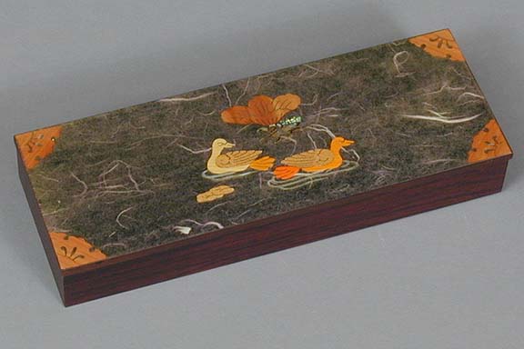 Olive Two Ducks Lacquered Box