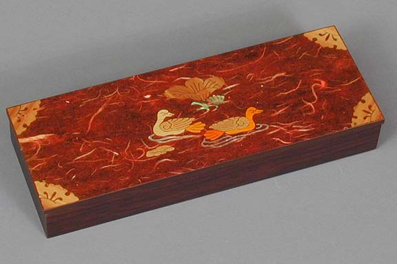 Red Two Ducks Lacquered Box