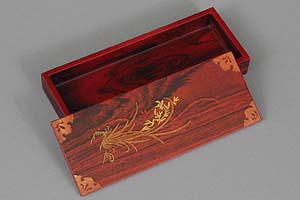 Inlaid Orchid Lacquered Box - open
