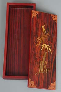 Inlaid Bamboo Lacquered Box - open