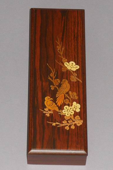 Inlaid Sparrows in the Cherry Blossoms Lacquered Box