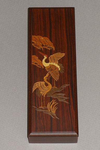 Inlaid Cranes Lacquered Box