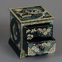 Two Drawer Black Jewelry Box - open