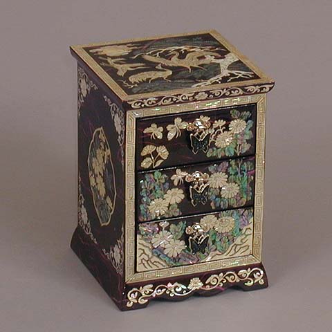 Three Drawer Purple Cranes Rice-paper Jewelry Box