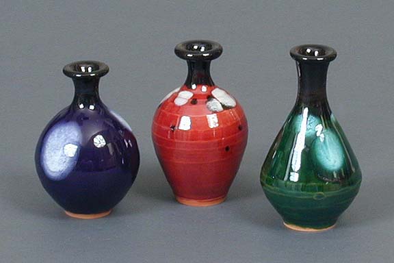 Miniature Color Glazed Vase Set - small