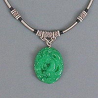 Silver Jade Dragon Pendant $112