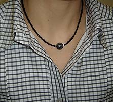 Black Pearl Necklace - Modeled